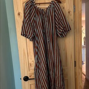 Dancing kind stripe maxi dress L XL cotton